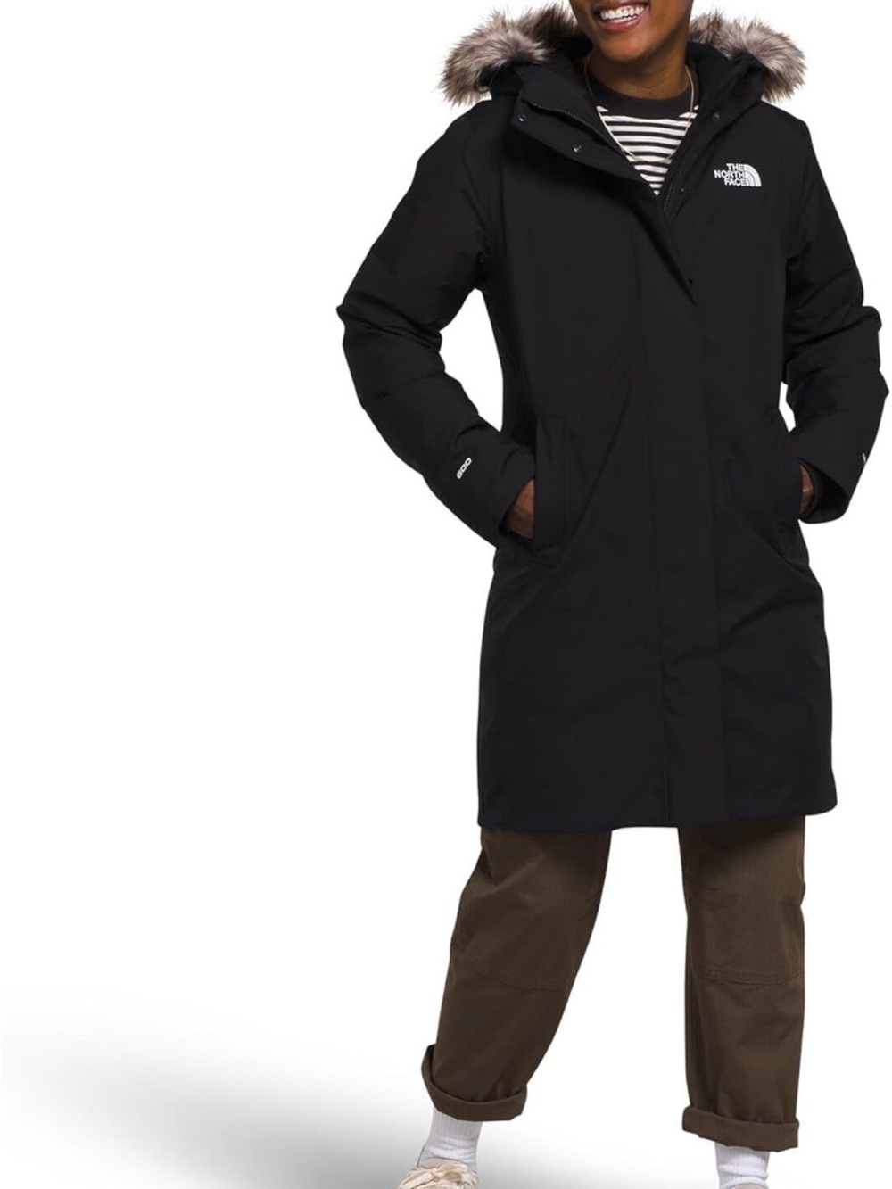NWT The North Face Women's Black Arctic Parka with Faux-Fur Hood